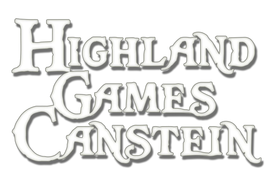 Logo der Highland Games in Canstein. Ein weißer Schriftzug in mittelalterlicher Schrift gesetzt.
